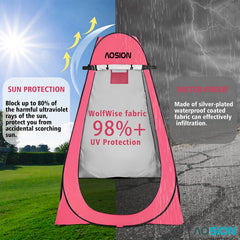 AOSION privacy shower tent interior tall height accommodates different heights comfortably.