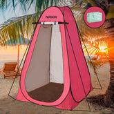 AOSION privacy shower tent pink exterior provides portable privacy for outdoor changes.