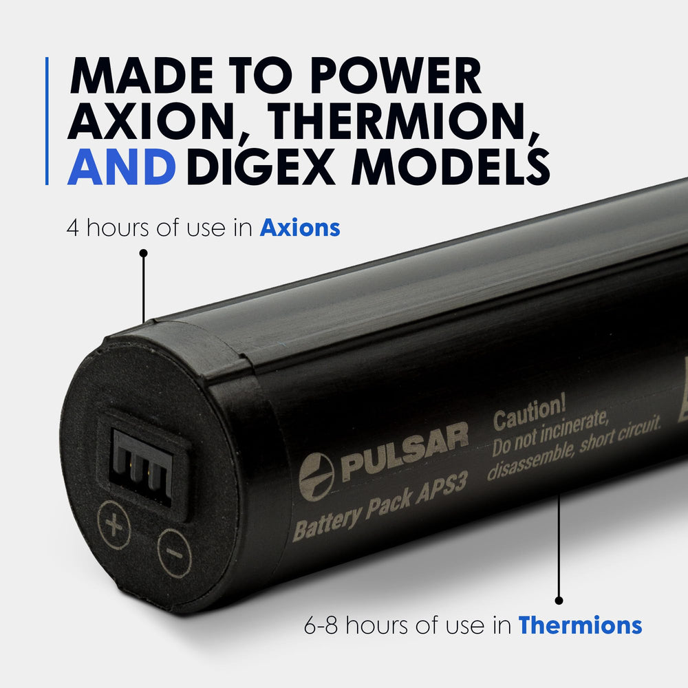APS3 battery life: up to 4 hours with Axion, up to 8 hours with Thermion