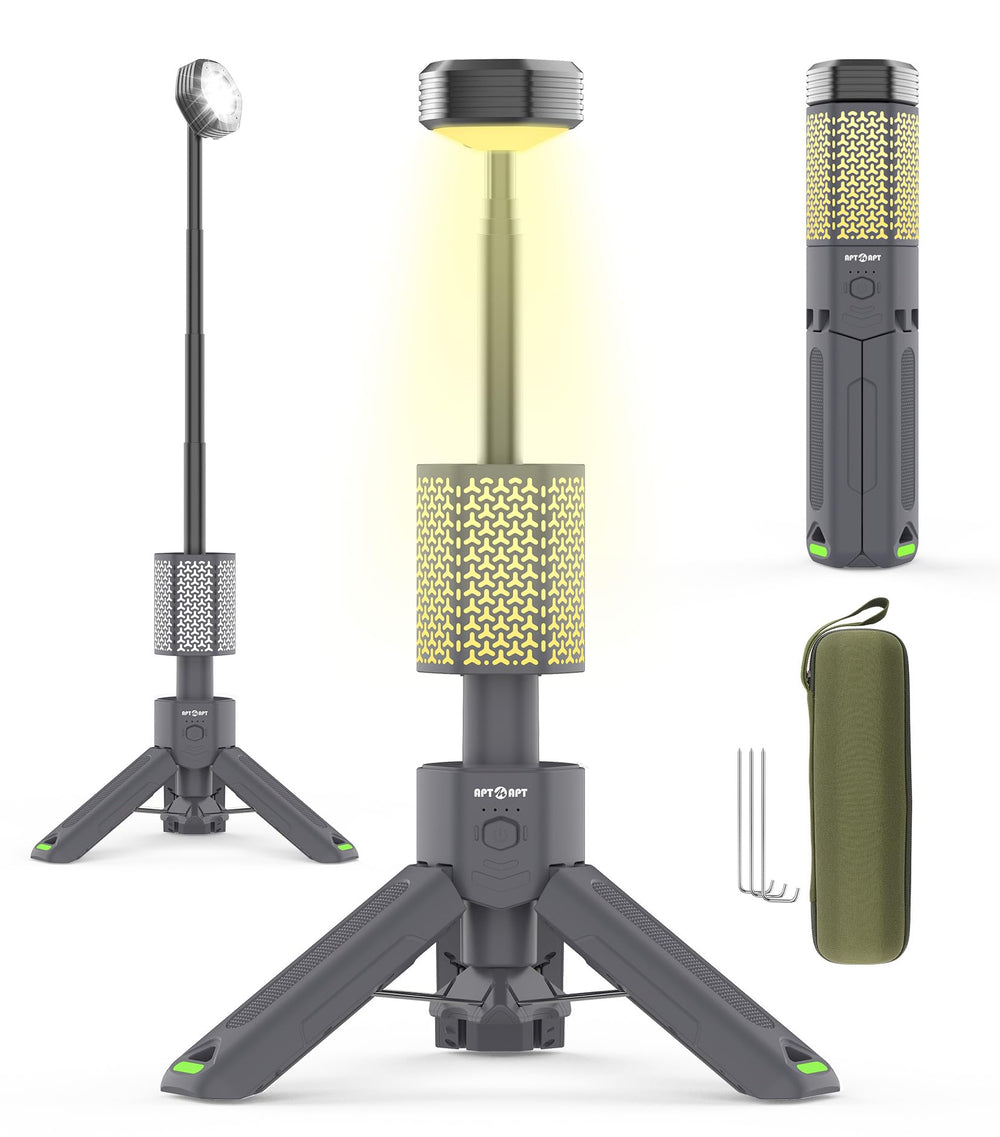 APTMAPT telescopic camping light extended head for precise campsite illumination.