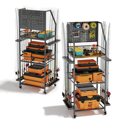 AQNTQCN 3-tier fishing rod holders front view showing accessible 12-rod storage