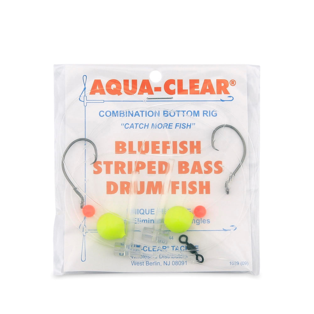 Aqua-Clear Hi-Lo Bluefish Rig assembly shows strong hook setup for dependable saltwater fishing.