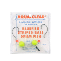 Aqua-Clear Hi-Lo Bluefish Rig assembly shows strong hook setup for dependable saltwater fishing.