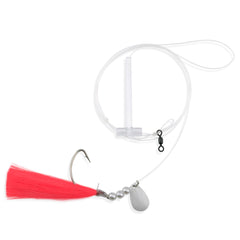 Aqua-Clear XL Spinner Rig close-up of pink hair lure, ideal for fluke and sea trout.