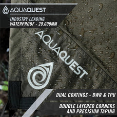 AquaQuest Safari Tarp waterproof seams highlight durable heat taped joints for reliable rain protection.