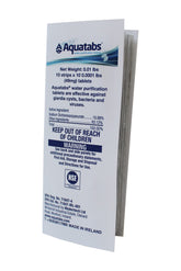Aquatabs 49mg tablets in packaging, ideal for travel and storage.
