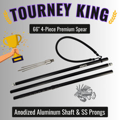 Aquatic Hunt Pro 66in in-line 3-prong tip highlights secure hold and fast release.