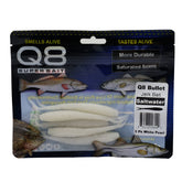 Aquatic Nutrition Q8 Super Bait Bullet Jerk White Pearl front view attracts fish with strong scent