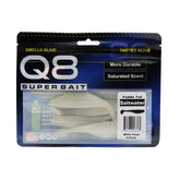 Aquatic Nutrition Q8 Super Bait Paddle Tail White Pearl closeup shows durable scent saturation for stronger lures.