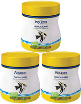 Aqueon Tropical Flakes three-pack front view, convenient for regular feeding.