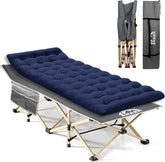 ARAER camping cot with mattress unfolded for comfortable outdoor sleeping