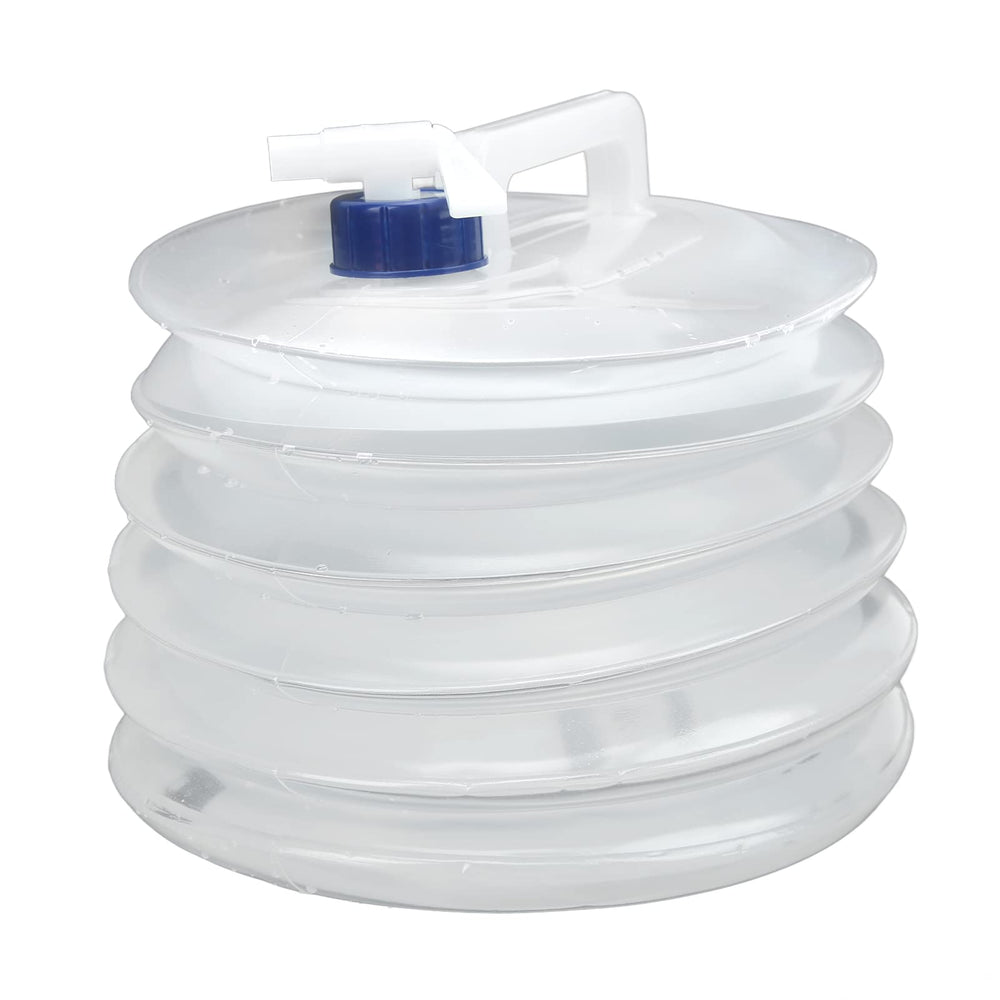 Aramox foldable water container in compact fold for easy packing.