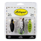 Arbogast triple threat pack showing three topwater lures for bass fishing