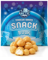 Arctic Farms Belgian Cream Puffs show a crisp shell with vanilla center, a snack-ready image.