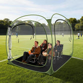 ARCTICSEA thickened PVC sports tent green front view shields players from rain and wind.
