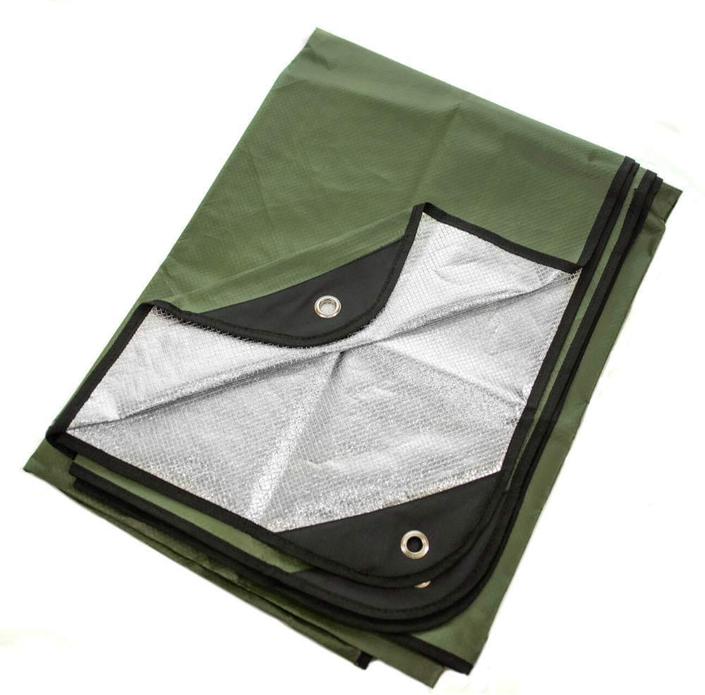 Arcturus insulated tarp folded in olive green, ready for compact storage.