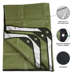 Arcturus insulated tarp showing waterproof layer in olive green.