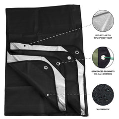 Arcturus insulated tarp 60x82in size offers generous coverage for camping.
