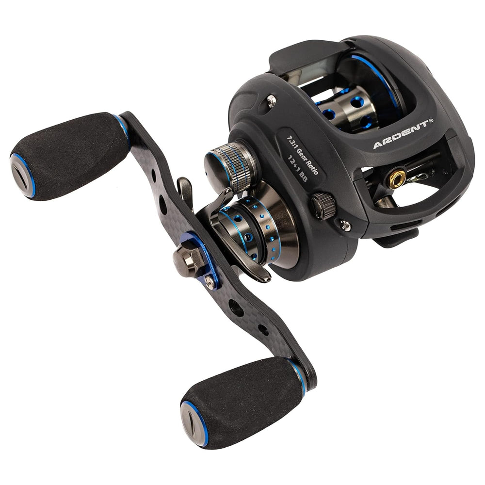 Ardent Apex Elite baitcasting reel side profile showcasing durable aluminum frame.
