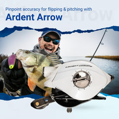 Ardent Arrow flipping reel shows line guide and compact frame for quick setup.