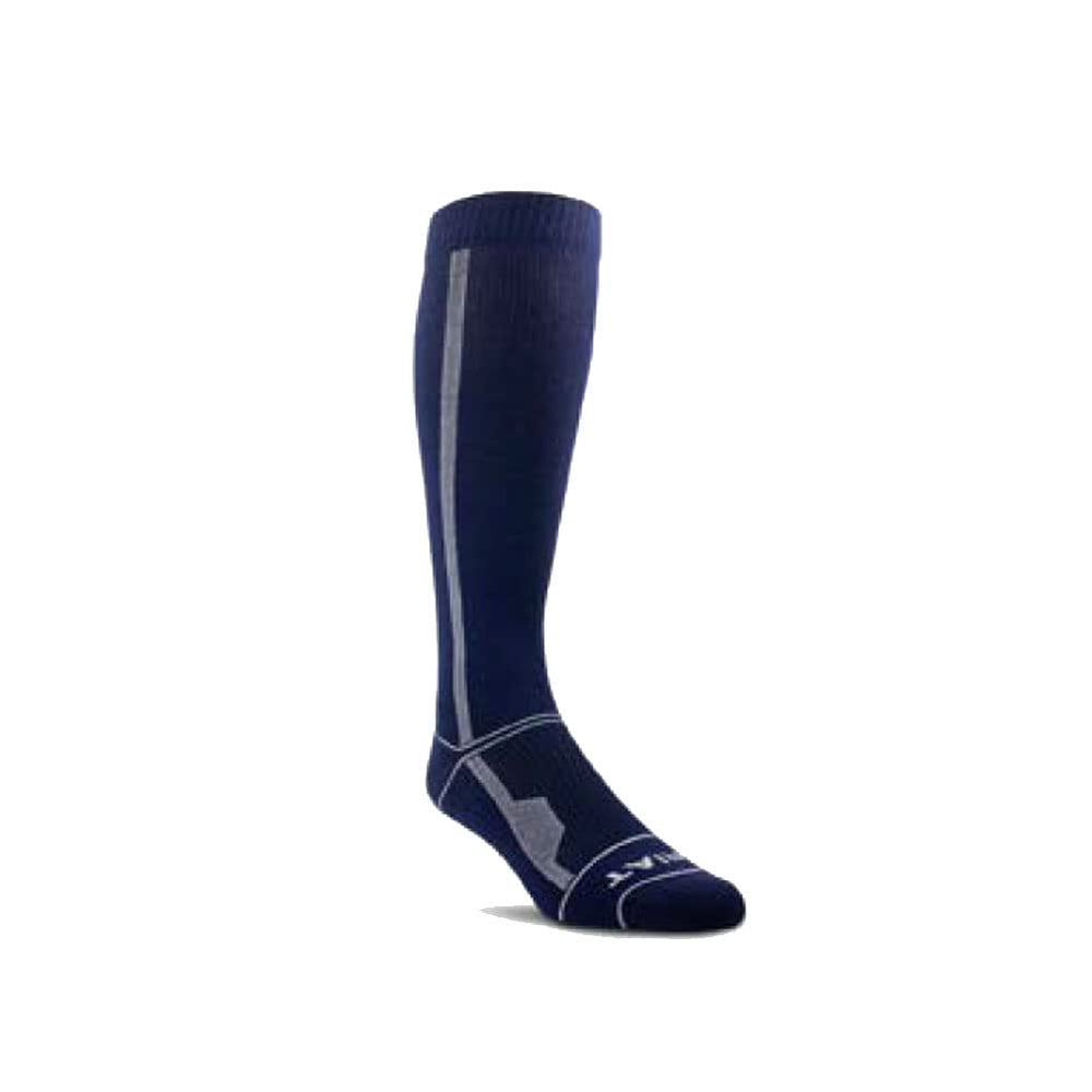 Ariat AriatTek OTC navy compression sock with arch support and seamless toe for all-day comfort.