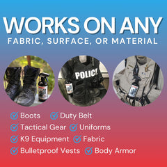 Arrest My Vest deodorizer on tactical gear to neutralize smells.