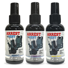 Arrest My Vest triple-pack bottle display for gear odor elimination