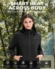 ARRIS heated jacket detachable hood image showcasing removable weather protection