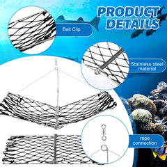 Stainless steel frame and polyethylene net close-up