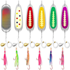 Arrowbash 6-set squid hoochies glow lures with pre-rigged octopus hooks