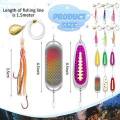 Arrowbash Kokanee trolling kit with flashers for salmon fishing