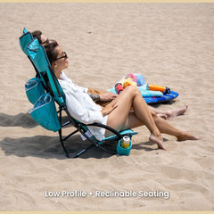 ARROWHEAD OUTDOOR 20-degree recline highlights relaxed comfort on beaches.