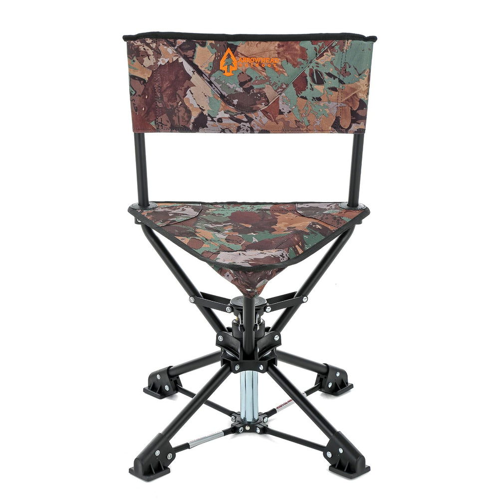 ARROWHEAD OUTDOOR 360 swivel chair spins quietly for stealthy blind setup.