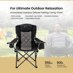 ARROWHEAD OUTDOOR chair wine glass holder keeps stemware secure near the campfire