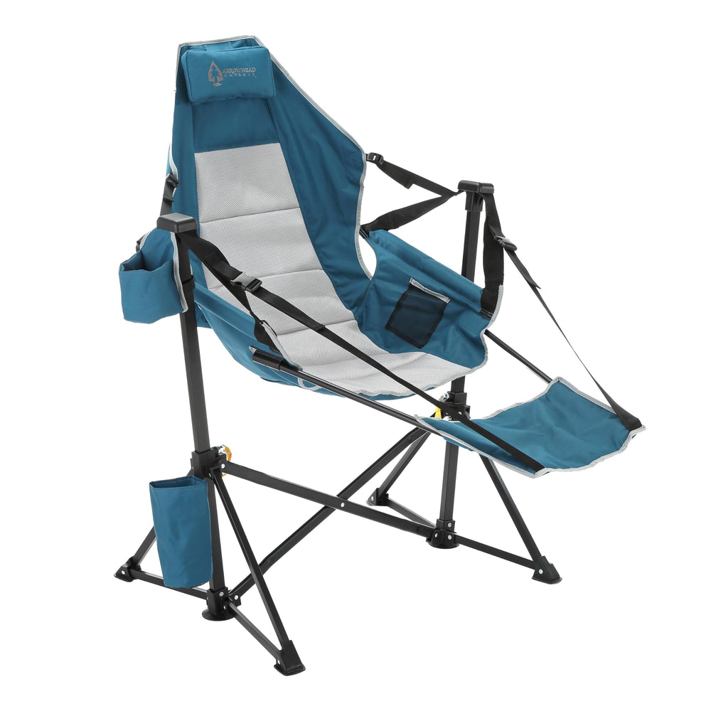 Arrowhead Outdoor folding hammock chair with detachable footrest for camping comfort.