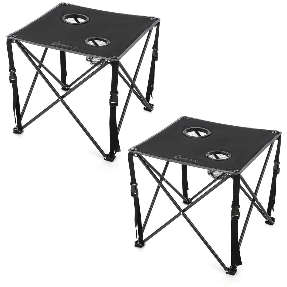Arrowhead Outdoor folding table setup for camping and meals; portable and ready.