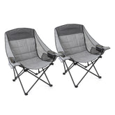 Arrowhead Outdoor oversized folding chair front view with roomy seating for camping comfort.