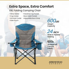 Arrowhead Outdoor oversized XXL chair armrest storage pocket keeps essentials handy