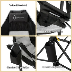 Padded headrest and seat on Arrowhead Outdoor chair for plush support