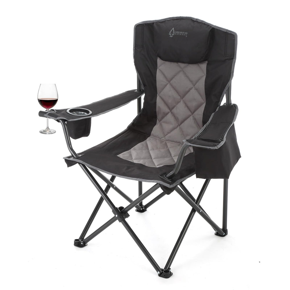 ARROWHEAD OUTDOOR portable chair with headrest and cup holders for outdoor comfort