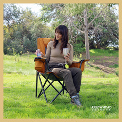 Arrowhead Outdoor chair with built-in wine glass holder for secure sipping.