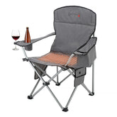 ARROWHEAD OUTDOOR portable heated folding chair with compact warmth for camping trips.