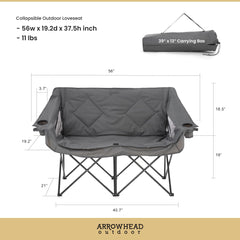 ARROWHEAD OUTDOOR two-person camping chair with wine glass holders.