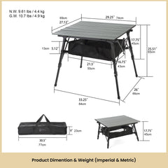 ARROWHEAD OUTDOOR under-table mesh storage keeps utensils organized on site.