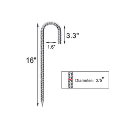 ARRYNTHEON 16-inch stakes driven into ground highlight strong penetration and reliable stability.