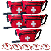 ASA TECHMED lifeguard fanny pack red front view shows quick-access pockets for essentials.
