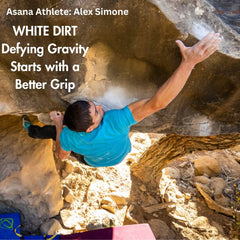 Asana White Dirt Chalk pour action demonstrates quick, even coverage for grip.
