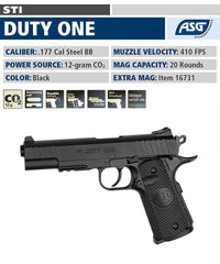 ASG STI Duty One features a front weaver rail for accessory setup.