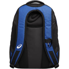 ASICS Team Backpack side pocket showing mesh bottle holder for on-the-go hydration