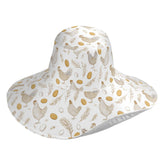 Aslsiy vintage chicken pattern hat with wide brim shields face from sun